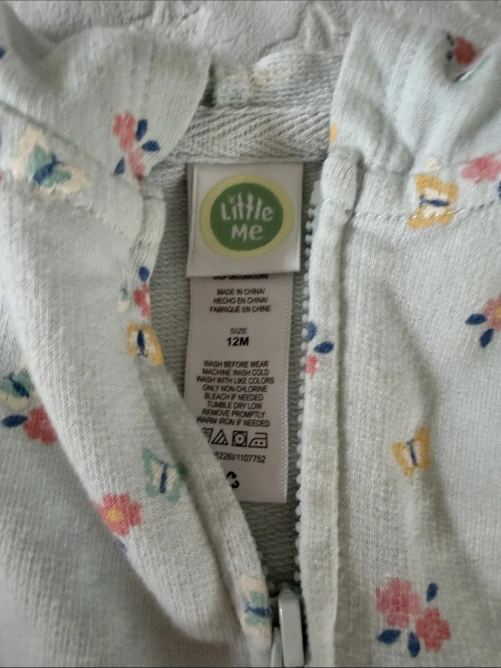 Baby Mint Green Floral Zip Front lightweight Cardigan 9-12 months